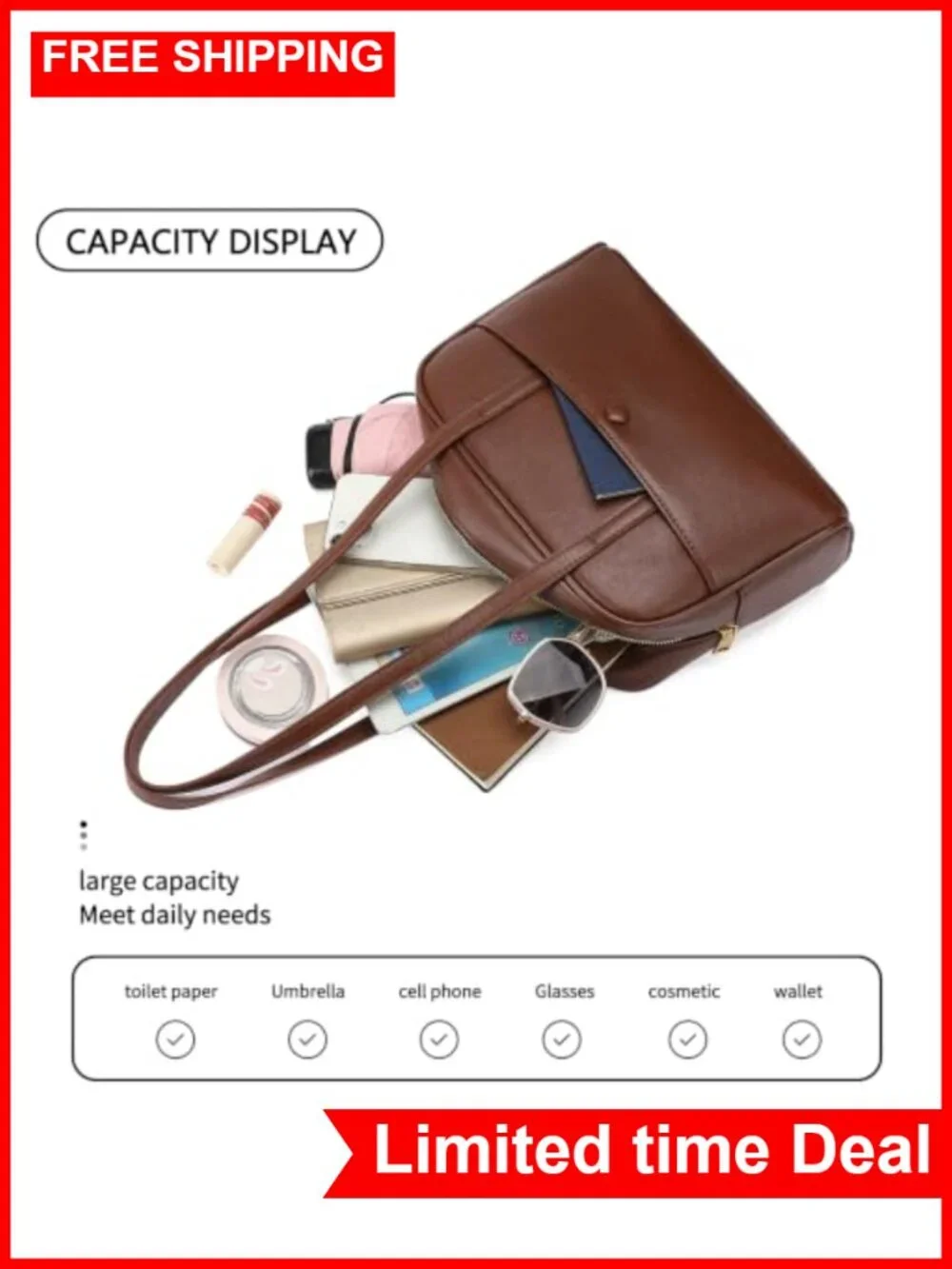 Vegan Leather Swing Zip Top Handle Hobo Bag Shoulder Purse Lightweight